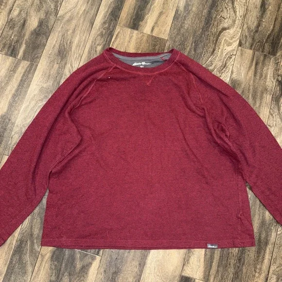 Eddie Bauer Fleece Crewneck Pullover Sweater Dark Red Men's Size XL - Picture 2 of 7